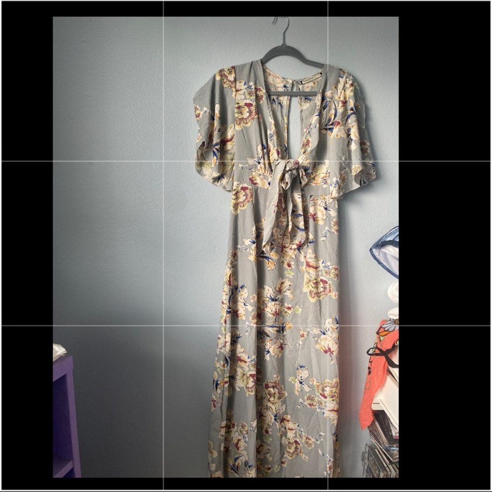 Grey + Floral Occasional Dress